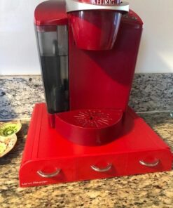 Mind Reader Single Serve Coffee Organizer with 3 Drawers Pod, 12.25" L x 13.5" W x 2.5" H, 36 Capacity, Red 42 51 5hXAzkYL