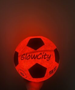 GlowCity Glow in The Dark Soccer Ball- Light Up, Indoor or Outdoor Soccer Balls with 2 LED Lights and Pre-Installed Batteries - Gift Ideas for Teen Boys and Girls Official (Size 5) - Red 33 51 6j6x8DML