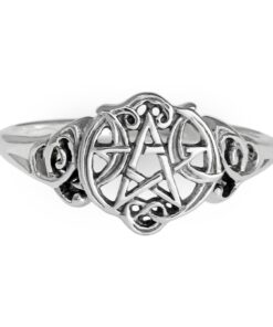 Dryad Design Sterling Silver Heart Pentacle Wiccan Pentagram Ring (Size 4-15)