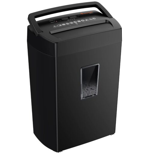 Bonsaii 12-Sheet Cross Cut Paper Shredder, 5.5 Gal Home Office Heavy Duty Shredder for Paper, Credit Card, Mails, Staples, with Transparent Window, High Security Level P-4 (C275-A) 1 2 Sheet 5-Minute