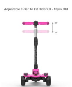 6KU Kids Scooter with Adjustable Height, Toddler Scooter with Widened Flash Wheels, Scooter for Kids Age 3-8 Years Old, Lean to Steer Pink Without Seat 19 51 M3RM3tRL