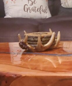 Pine Ridge Deer Antler Drink Coaster Set of 4 Old West Decor - Home Table Beverage Coaster with Holder - Drink Glass Holder with Outdoors Rustic Cabin Theme Deer Antler Coasters 30 51 Sj9ecr9L