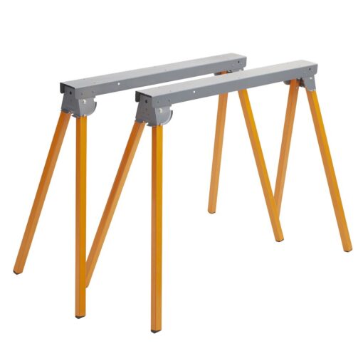 Bora Portamate PM-3300T Steel Folding Sawhorses – Set of 2 Heavy Duty Stands – Pre-Assembled, Orange, 33"