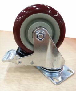 COOCHEER 4’’ Swivel Caster Wheels 1200lbs with Top Plate & Bearing Heavy Duty On Red Polyurethane Wheels Set of 4 (2 Swivel Without Brake, 2 Swivel with Brakes) 4 Inch-Half with Brake 22 51 Z0E7gA9L