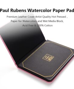 Paul Rubens Watercolor Paper Block, Artist Quality Hot Pressed Paper for Watercolors and Wet Media Block, 100 Percent Cotton, 10.63 x 7.68 inches, 140lb, 20 Sheets (Pink) Pink Cover-Block 10.63" x 7.68" 35 51 jZKAB7QL