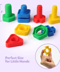 Alternative view of Coogam 32 PCS Jumbo Nuts and Bolts Set Shapes and Colors Matching Toys Occupational Therapy Tools Screw Nut Toy Sorting Building Construction Fine Motor Skills for Kids