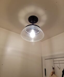 CLAXY Vintage Metal Glass Ceiling Light 1-Light Pendant Lighting Chandelier Oil-Rubbed Bronze 29 51 t9SRu3 L