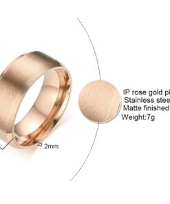 VNOX Personalized Custom 8MM Stainless Steel Plain Wedding Band Ring for Men,Black/Gold Plated/Silver Rose Gold Plated-Plain 7 10 51 w2MfyKQS