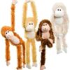 Fuzzy Friends 1 Each Burnt Orange, Blonde, Cream and Dark Brown Fuzzy Friends Plush Monkey with Velcro Hands Furry Stuffed Animal, Set of 4 Multicolored 19 5101V4A41hL