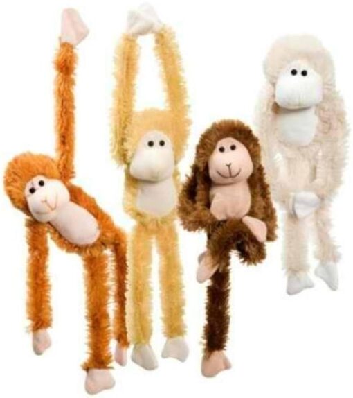 Fuzzy Friends 1 Each Burnt Orange, Blonde, Cream and Dark Brown Fuzzy Friends Plush Monkey with Velcro Hands Furry Stuffed Animal, Set of 4 Multicolored