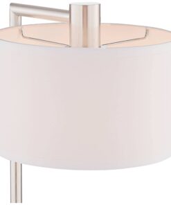 360 Lighting Colby Modern Desk Table Lamp with Hotel Style USB and AC Power Outlet in Base 21" High Brushed Nickel White Linen Drum Shade for Living Room Bedroom House Bedside Reading Home 25 5101Wi5SDWL