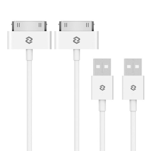 JETech USB Sync and Charging Cable Compatible iPhone 4/4s, iPhone 3G/3GS, iPad 1/2/3, iPod, 3.3 Feet, 2-Pack White