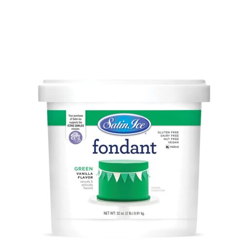 Satin Ice Green Fondant, Vanilla, 2 Pounds 2 Pound (Pack of 1)