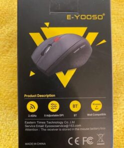 E-YOOSO Bluetooth Wireless Mouse, 3 Modes Bluetooth 5.0 & 3.0 Mouse 2.4GHz Ergonomic Wireless Optical Mouse with USB Nano Receiver, 5 Adjustable DPI Levels, 6 Buttons for Laptop, MacBook, iPad, PC Black(Bluetooth+Wireless) 43 510CYEgZ62L