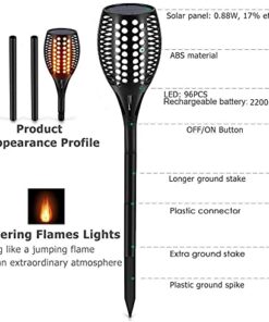 Aityvert Upgraded Larger Solar Torch Lights, Waterproof Outdoor Dancing Flames Lights, Flickering Flames Garden Lights, Landscape Decoration Pathway Patio Lights 43" 96 LED (2 Pack) Pack of 2 18 510DQFOncUS