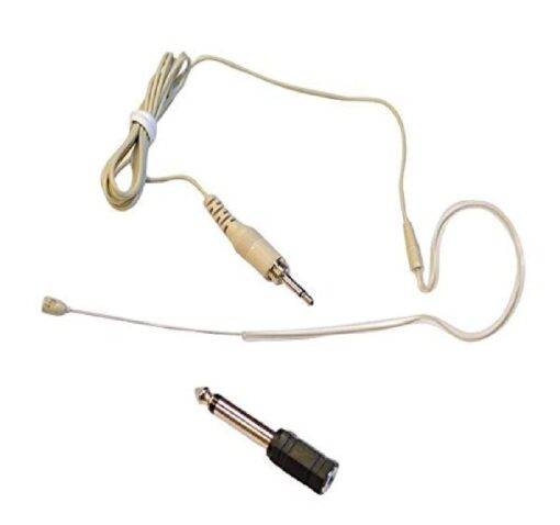 PYLE-PRO Over Ear Boom Microphone Headset - Professional Hands Free Omnidirectional Wired Audio Condenser Microphone Headset w/ 3.5mm / 1/4" Adapter, 1.2m Cable, and Windscreen - PMEM1 (Beige)