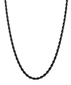 FIBO STEEL 4mm Stainless Steel Rope Chain Necklace for Men 16-30 inches Silver Gold Black-tone 24.0 Inches Black-tone, 4mm width 10 510I4MMuRpL