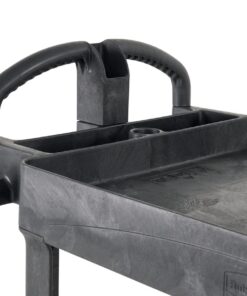 Rubbermaid Commercial Products 2-Shelf Utility/Service Cart, Medium, Lipped Shelves, Ergonomic Handle, 500 Lbs Capacity, for Warehouse/Garage/Cleaning/Manufacturing (FG452088BlA) Black 39 510UkdJmqfL