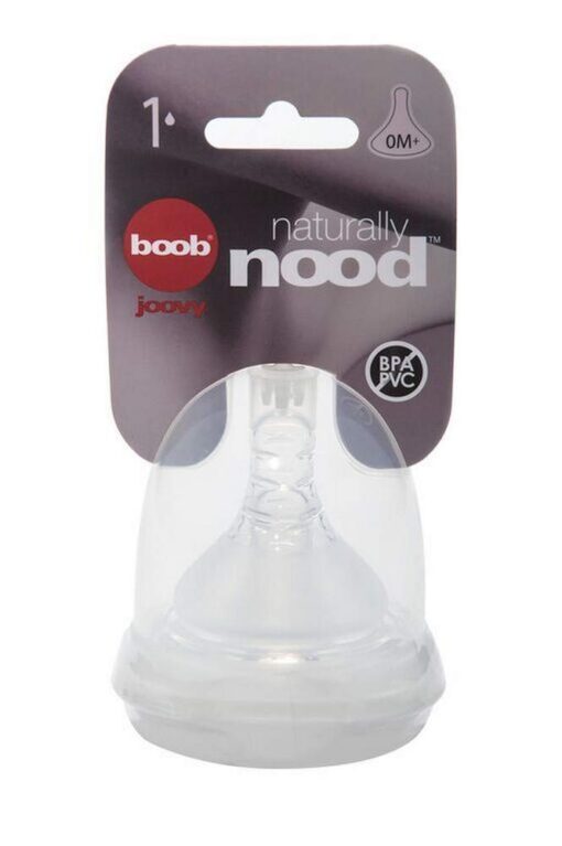 Joovy Boob Naturally Nood Bottle Nipples Featuring Ultra-Strong Silicone with Bumps to Mimic Mom and Available in 5 Flows - Compatible with Joovy Boob Bottle Line (Stage 1) 1 Count (Pack of 1) Stage 1