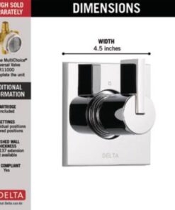 Alternative view of Delta Faucet Vero 3-Setting Shower Handle Diverter Trim Kit, Diverter Valve Trim Kit Chrome, 3 Way Shower Diverter, Delta Diverter Trim, Chrome T11853 (Valve Not Included)