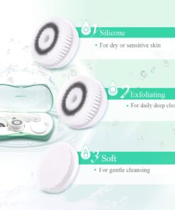 Facial Cleansing Brush, TOUCHBeauty Face Scrubber Electric with Case, 3 Spin Brushes for Deep Cleansing, Gentle Exfoliating, Dual-Speed, Waterproof AS-0759A(Green) Green 28 510mnaHKB6L