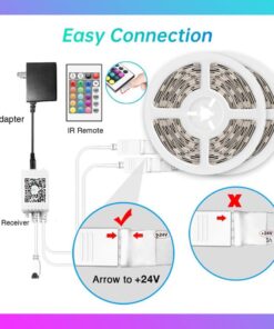 TJOY 100ft Bluetooth LED Strip Lights, Music Sync LED Lights Strip, RGB Color Changing LED Lights with Remote,Smart Phone APP Control, LED Lights for Bedroom,TV,Room DIY (APP+Remote +Mic) 32 510yn6zGL