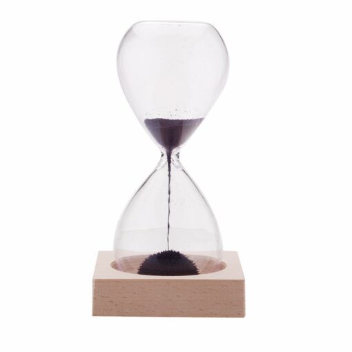 GracesDawn Hand-Blown Glass Sand Timer Magnet Magnetic Hourglass Beautiful Wooden Base