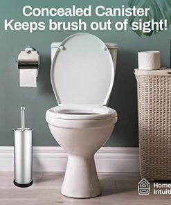 Home Intuition Modern Toilet Brush & Holder Set, Bathroom Bowl Scrubber with Holder, 2 Pack Chrome 20 5110SRP8H0L