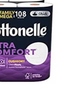 Cottonelle Ultra Comfort Toilet Paper with Cushiony CleaningRipples, 2-Ply, 24 Family Mega Rolls (4 Packs of 6) (24 Family Mega Rolls = 108 Regular Rolls), 325 Sheets per Roll, Packaging May Vary 6 Count (Pack of 4) 45 5111kaHx5L