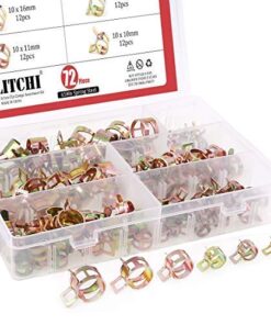 Hilitchi 72 pcs Spring Band Type Action Fuel/Silicone Vacuum Hose Pipe Clamp Low Pressure Air Clip Clamp (10 x 7mm 10mm 11mm 14mm 16mm 17mm) 12 5112NANSrL