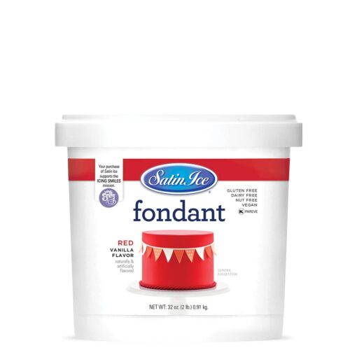 Satin Ice Red Fondant, Vanilla, 2 Pounds 2 Pound (Pack of 1)