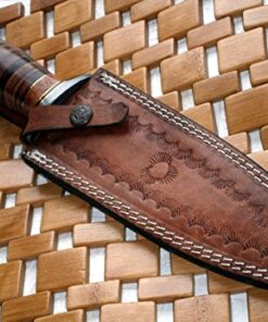 Poshland RAM-0592 Damascus Steel Dagger Knife – Full Size Leather Handle 31 51194FmB78L