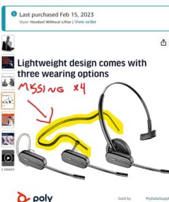 Plantronics - CS540 Wireless DECT Headset (Poly) - Single Ear (Mono) Convertible (3 wearing styles) - Connects to Desk Phone - Noise Canceling Microphone 2011 Version 30 5119nAOj2cL