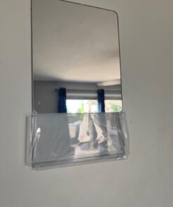 Torolle Magnetic Locker Mirror with Holder, 6.69" x 5.51" Small Real Glass Mirror with Organizer Bag for School Locker Refrigerator Bathroom Office Cabinet -Grey Grey 24 511QjaLPkL