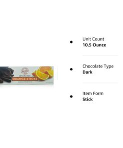 Sweet Candy Dark Chocolate Orange Sticks - Chocolate Covered Candy - Orange Flavor With Dark Chocolate Coating - Old Fashioned Sweet Treat - One (1) 10.5oz Box Orange (Dark Chocolate) 14 511RfYy0y7L