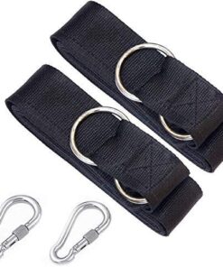 Alternative view of Tree Swing Hanging Straps Kit Holds 2000 lbs,5ft Extra Long Strap with Safer Lock Snap Carabiner Hooks Perfect for Tree Swing & Hammocks,Carry Pouch Easy Fast Installation, Black 5ft