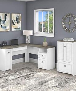 Bush Furniture UrbanPro L Desk and Storage File Cabinet in White and Gray - Engineered Wood 8 511bw8JFeL
