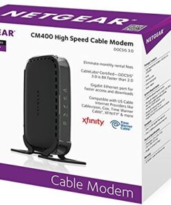 NETGEAR Cable Modem CM400 Compatible with Cable Providers Xfinity by Comcast, Spectrum, Cox | For Cable Plans Up to 100 Mbps | DOCSIS3.0, Black (CM400-100NAS) DOCSIS 3.0 12 511fsGgBzaL