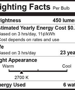 Bioluz LED 40 Watt LED Light Bulbs 2700K Warm White 6 Watts = 40W Non-Dimmable A19 LED Light Bulbs 6 Pack 6 Count (Pack of 1) 26 511ipQOkvL