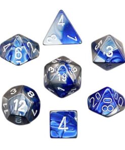 Alternative view of Chessex Polyhedral 7-Die Gemini Dice Set - Blue-Steel with White CHX-26423