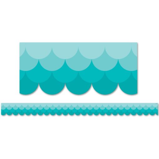 Creative Teaching Press Ombre Turquoise Scallops Bulletin Board Borders/Trimmer (Accent Bulletin Boards, Walls, Classrooms, Learning Spaces and More) (0182) 35 ft per package