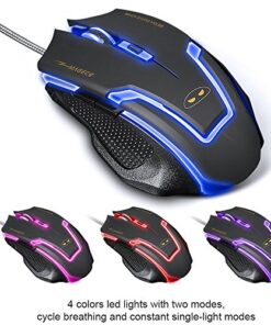 Magece G1 Professional Ergonomic Opticcal USB Wired Computer Gaming Mouse, 4 DPI Adjustment Levels, 6 Button, Breathing Light for PC Mac in Black 17 512GOhA80wL