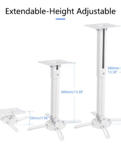 Alternative view of suptek White Projector Ceiling Mount Bracket Fits Flat or Sloped Ceiling Height Adjustable with Extendable Length for LCD/DLP Projectors (PR05)