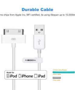 Aibocn MFi Certified 30 Pin Sync and Charge Dock Cable for iPhone 4 4S / iPad 1 2 3 / iPod Nano/iPod Touch - White Old Packaging 17 512Nds8dkTL