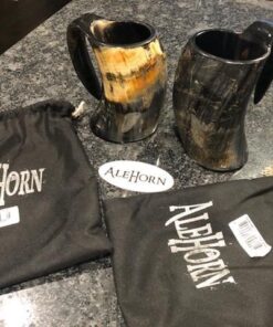 AleHorn Original Handcrafted Authentic Viking Drinking Horn Tankard for Beer Mead Ale - Genuine Medieval Inspired Stein Mug Food Safe Vessel with Handle (XL - 20oz, Durable Resin Base) XL - 20oz 47 512Nk0UkwUL