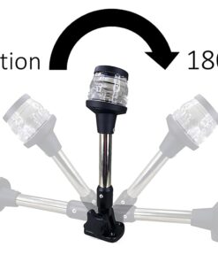 Alternative view of Pactrade Marine Stainless Steel 10" Foldable Warm White All-Round 360 degree Stern Navigation Anchor light Pole Light for Boat, Pontoon, Fishing Boat, Kayak