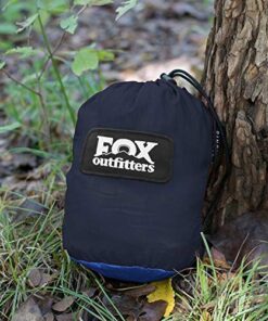 Fox Outfitters Neolite Double Camping Hammock - Lightweight Portable Nylon Parachute Hammock for Backpacking, Travel, Beach, Yard. Hammock Straps & Steel Carabiners Included (Blue/Navy) Blue / Navy 17 512UXZE5 VL