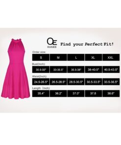 OUGES Women 2023 Summer Halter Neck Sleeveless Flared Swing Dress Wedding Guest Formal Casual A Line Sundress Medium White 13 512YdCBG0ML