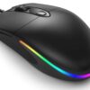 LED Wired Mouse, RGB Silent Corded Computer Mouse for Office and Home, Wired USB Mouse Compatible with Windows PC, Laptop, Notebook, Chromebook - Black