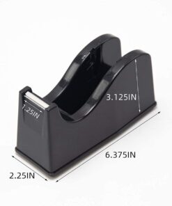 Desktop Tape Dispenser Adhesive Roll Holder (Fits 1" & 3" Core) with Weighted Nonskid Base Black plastic 30 512sh3E78AS